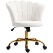 Chaise bureau velours design coquillage ANTONIO blanc et doré