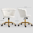 Chaise bureau velours design coquillage ANTONIO blanc et doré