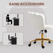 Chaise bureau velours design coquillage ANTONIO blanc et doré