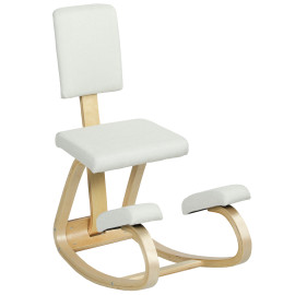 Siège ergonomique assis-genoux avec dossier ALIXIA blanc cassé