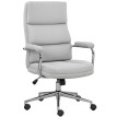 Fauteuil de bureau design acier chromé MILAN lin gris clair