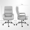 Fauteuil de bureau design acier chromé MILAN lin gris clair