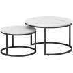 Lot de 2 tables basses rondes gigognes empilables LIORA blanc