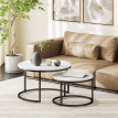Lot de 2 tables basses rondes gigognes empilables LIORA blanc