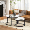 Lot de 2 tables basses rondes gigognes empilables LIORA blanc