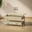 Table basse relevable 2 tiroirs étagère NORA effet bois clair