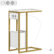 Table d'appoint avec station de charge et panier CELIA blanc et or