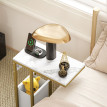 Table d'appoint avec station de charge et panier CELIA blanc et or