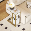 Table d'appoint avec station de charge et panier CELIA blanc et or