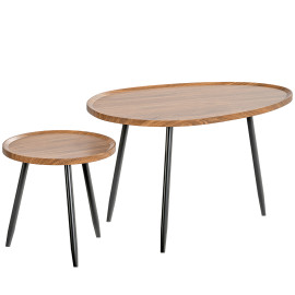 Lot de 2 tables gigognes rondes NOA effet noyer