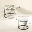 Lot de 2 tables basses gigognes rondes LYRA effet marbre gris