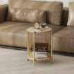 Table basse d'appoint design YARA effet bois naturel et or