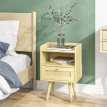 Lot de 2 tables de nuit style bohème cannage YARO effet bois clair