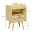 Lot de 2 tables de nuit style bohème cannage YARO effet bois clair