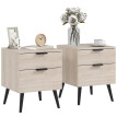 Lot de 2 chevets style nordique 2 tiroirs RANIA effet chêne clair