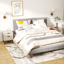 Lot de 2 chevets style nordique 2 tiroirs RANIA effet chêne clair