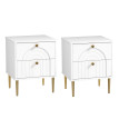 Lot de 2 chevets design 2 tiroirs ELMA blanc et or