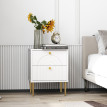 Lot de 2 chevets design 2 tiroirs ELMA blanc et or
