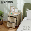 Lot de 2 chevets 2 tiroirs cannelés NORIA effet bois de chêne