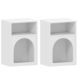 Lot de 2 chevets design tendance troglodyte 2 niches TARGA blanc