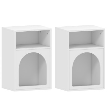 Lot de 2 chevets design tendance troglodyte 2 niches TARGA blanc