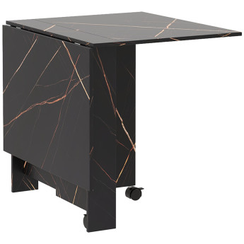 Table pliante cuisine 6 personnes MILANO effet noir marbré