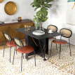 Table pliante cuisine 6 personnes MILANO effet noir marbré