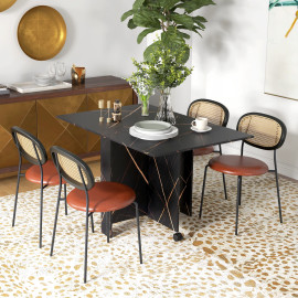 Table pliante cuisine 6 personnes MILANO effet noir marbré