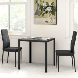 Ensemble table à manger et 4 chaises plateau verre NESTOR noir