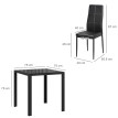 Ensemble table à manger et 4 chaises plateau verre NESTOR noir