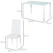 Ensemble table à manger et 4 chaises métal ALBA blanc