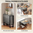 Table à rabat pliable mobile 6 personnes SERENA effet bois gris