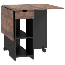 Table de cuisine rabattable SORENA effet bois brun et noir