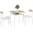 Ensemble table à manger 2 chaises ELORA aspect chêne et blanc