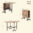 Table à rabat pliable mobile 6 personnes MARLOW bois vieilli