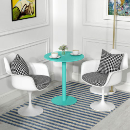 Table à manger ronde 60 cm acier ELARA bleu turquoise