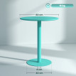 Table à manger ronde 60 cm acier ELARA bleu turquoise