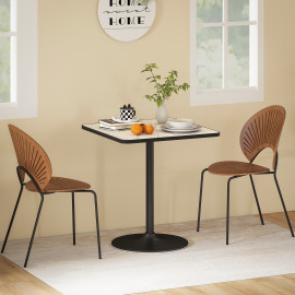 Table à manger 4 personnes MARBELA effet marbre blanc et noir