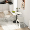 Table à manger 4 personnes MARBELA effet marbre blanc et noir
