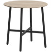 Table ronde style industriel VONIA aspect bois naturel