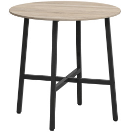 Table ronde style industriel VONIA aspect bois naturel