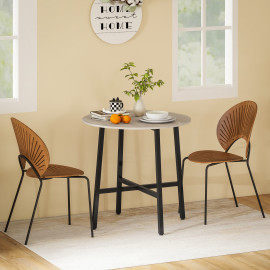 Table ronde style industriel VONIA aspect bois naturel