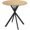 Table ronde bois style industriel piètement croisé LEA aspect chêne