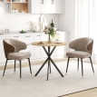 Table ronde bois style industriel piètement croisé LEA aspect chêne