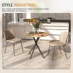 Table ronde bois style industriel piètement croisé LEA aspect chêne