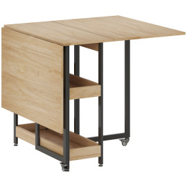 Table de cuisine rabattable pliable JOANN noir effet bois