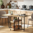 Table de cuisine rabattable pliable JOANN noir effet bois