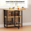 Table de cuisine rabattable pliable JOANN noir effet bois