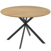 Table ronde bois piètement croisé PEGGY aspect chêne et noir