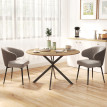 Table ronde bois piètement croisé PEGGY aspect chêne et noir